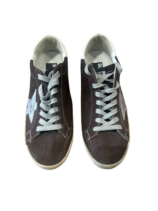 Golden Goose Super Star Brown Suede Ecru Nappa Star Detail Skateboard Shoes /41