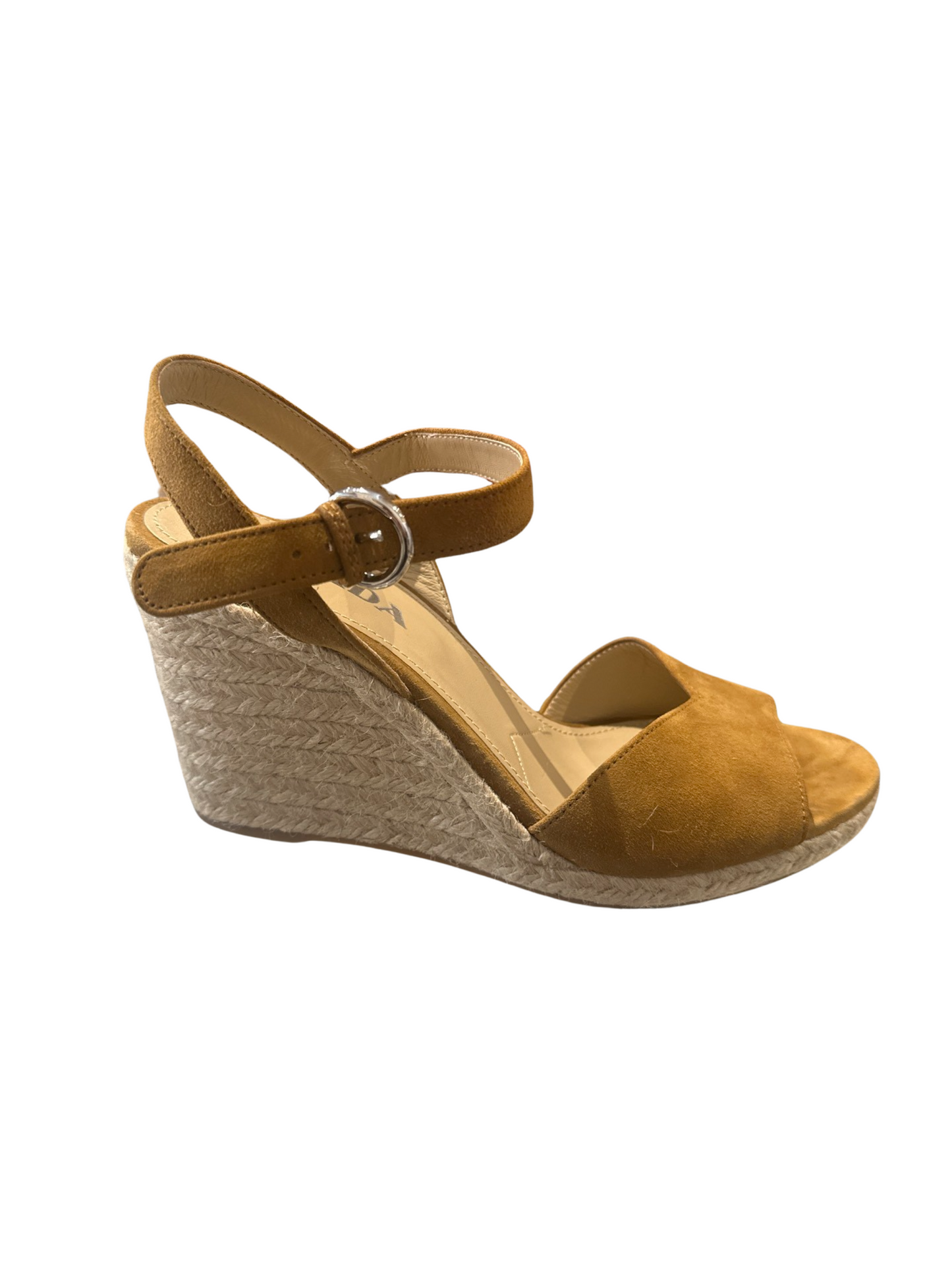 Prada Wedge Tan Suede Sandal Size 39