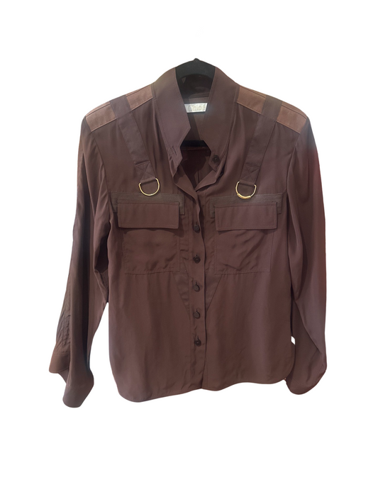 Chloe Off Brown Button Down Blouse/38