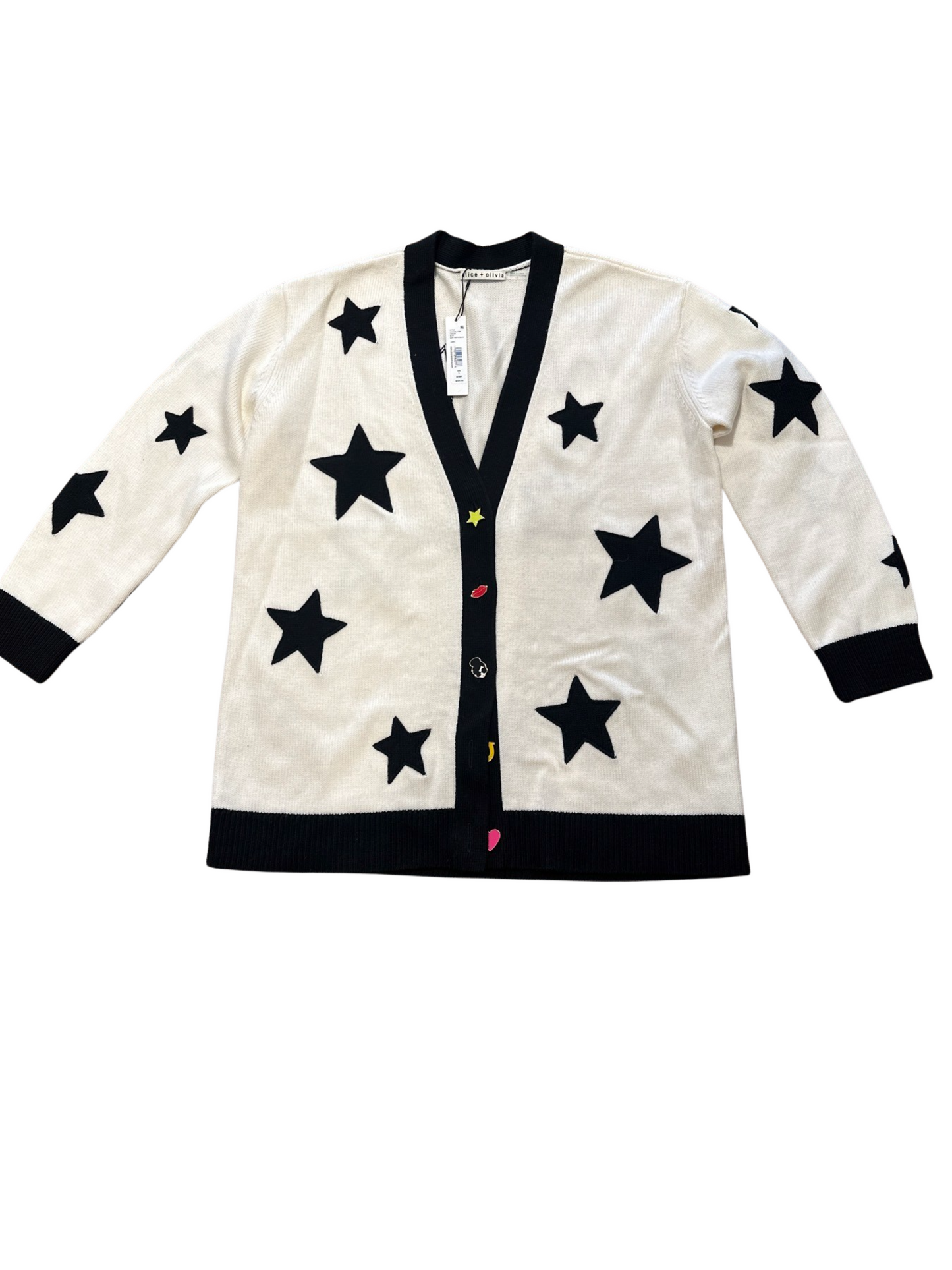 Alice + Olivia Bradford Novelty Button Star Print Cardigan