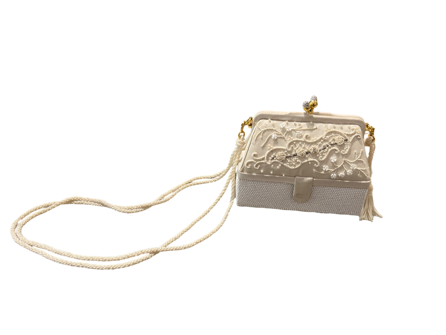 Vintage Judith Leiber Pearl Satin Clutch