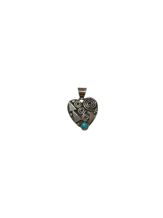 Alex Sanchez Sterling Silver Heart Pendant - Turquoise