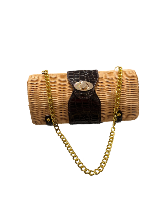 Poppie Jones Cylinder Straw Purse