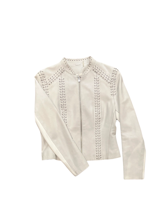 Elie Tahari Leather Braid Detail Jacket /S