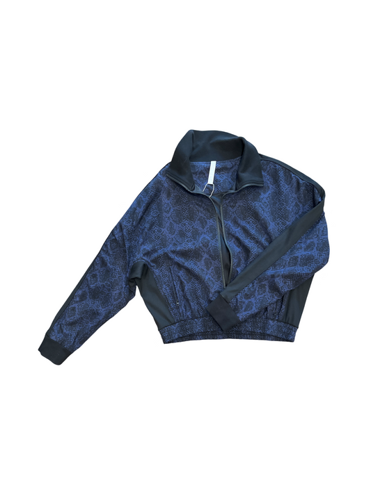 Athleta Brooklyn Track Navy Snake Print Bomber Jacket /S