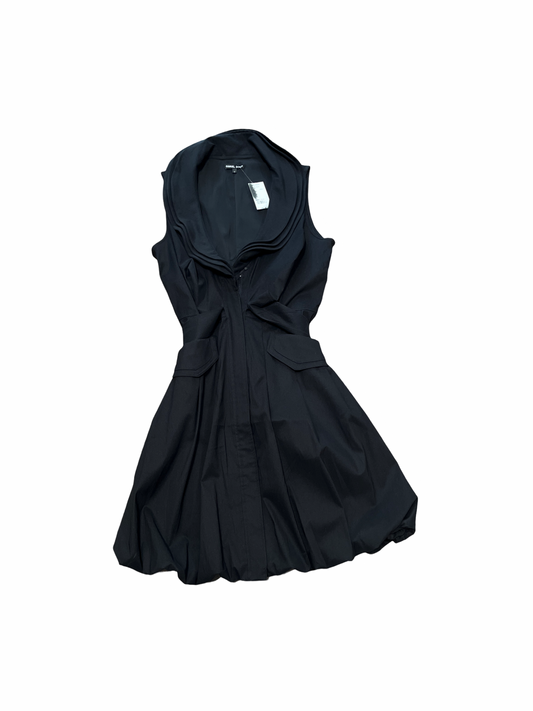 Samuel Dong Black Formal Ruffled Collar Dress