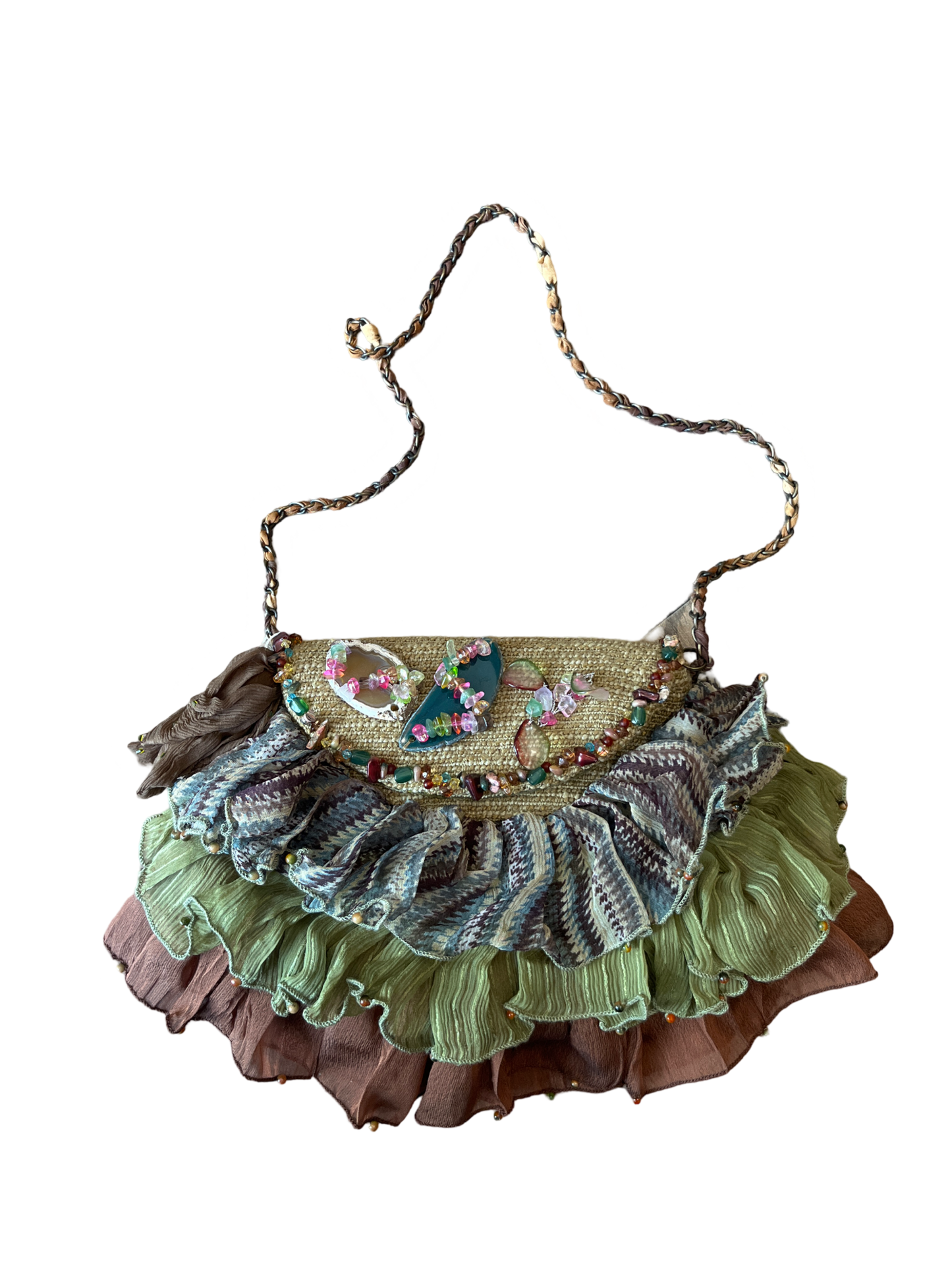 Mary Frances VTG Ruffled Boho Embellished Purse