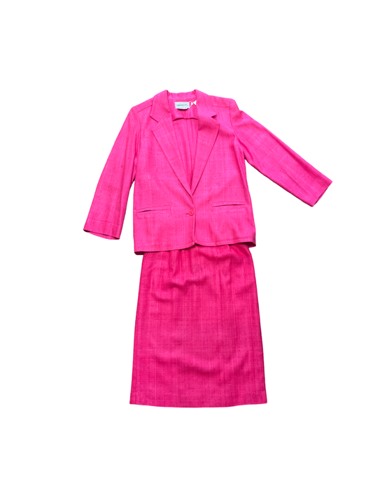 Ciao Sport Vintage 100% Silk Hot Pink Set Blazer & Skirt  /8