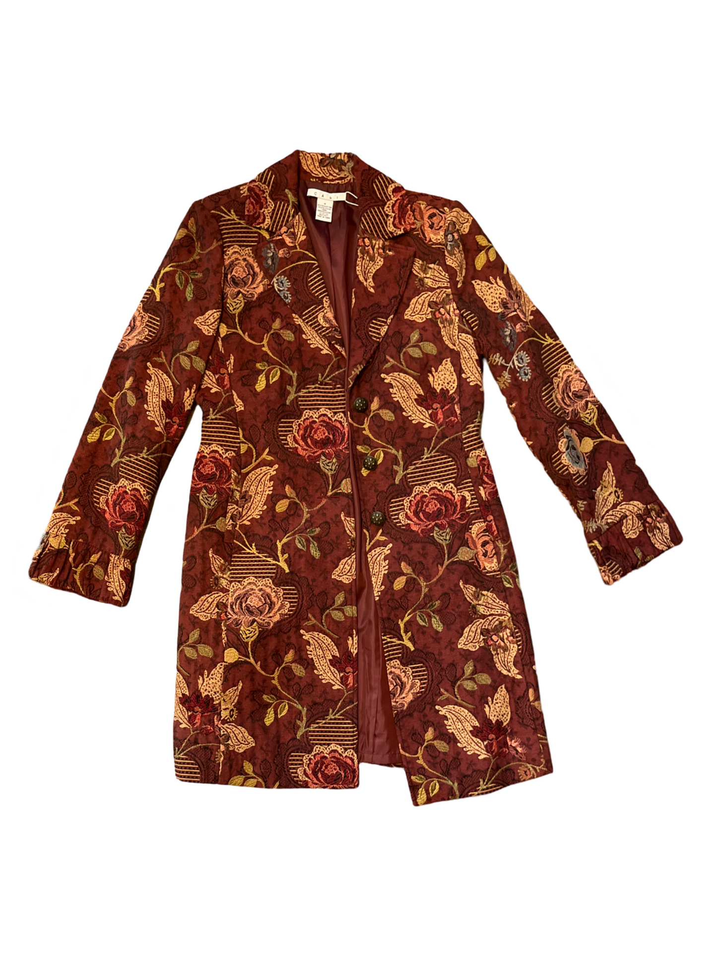 Cabi Jacobean Guinevere Brocade Tapestry Coat Floral /8