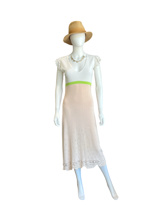 Chanel White, Green, and Pink Simple Dress