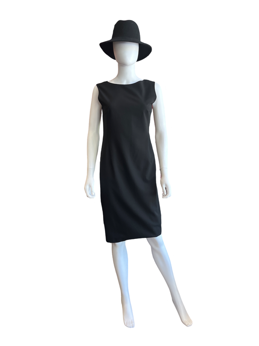 Loro Piana Fitted Black Scoop Neckline Midi Dress /42