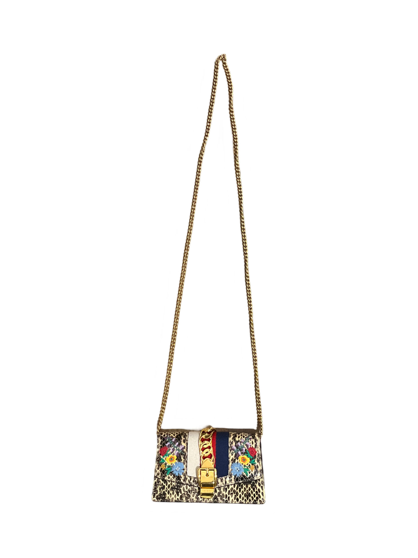 Authentic Gucci Mini Floral-print Snake Cross Body Purse