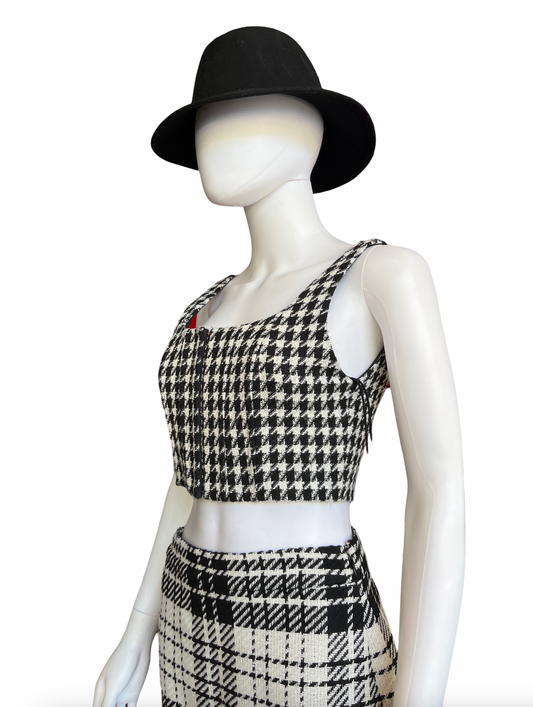 Alice + Olivia Breslin Houndstooth Bustier Top /2