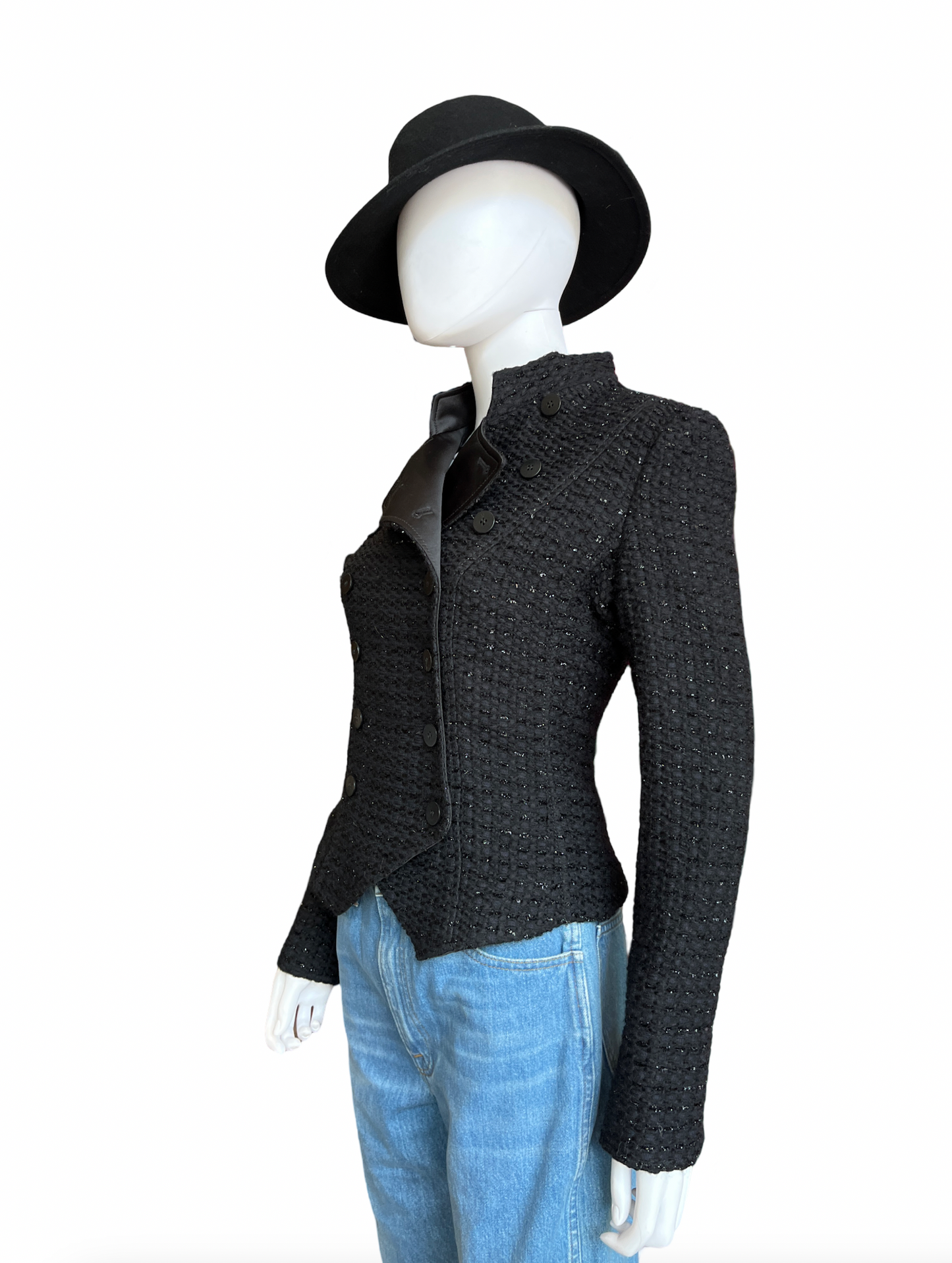 Armani Collezioni Tweed Evening Black Jacket S4