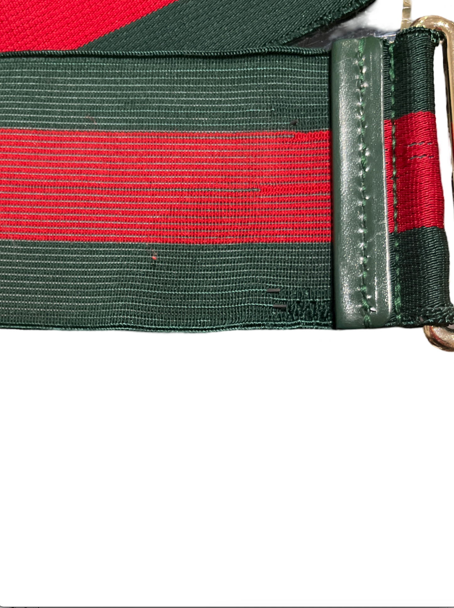 Gucci Belt - Red & Green Elastic Wasitband, Gold Buckle